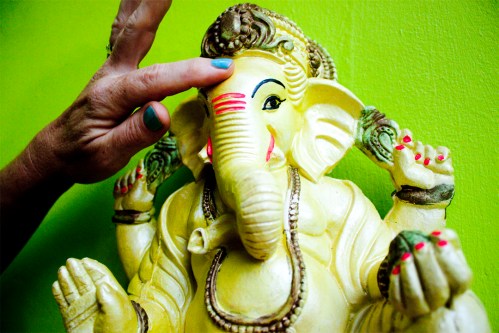 Suzanne's Ganesha sits at our front door.