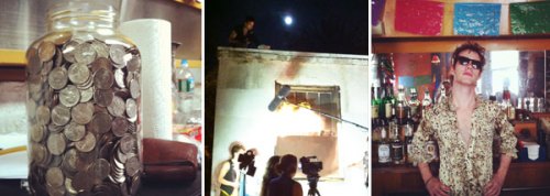 From left to right: One big jar or quarters - or is it? The fight scene... The one and only Joe Cummings as Vinyl at the Fire.